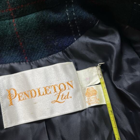 Pendleton Blazer Women 14 Black Watch Vintage Virgin Wool Green Plaid 70s Preppy - Picture 12 of 16